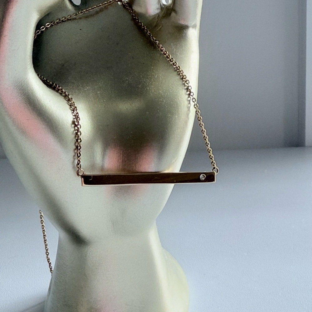 Short Gold Bar Necklace - Picture 2 of 4
